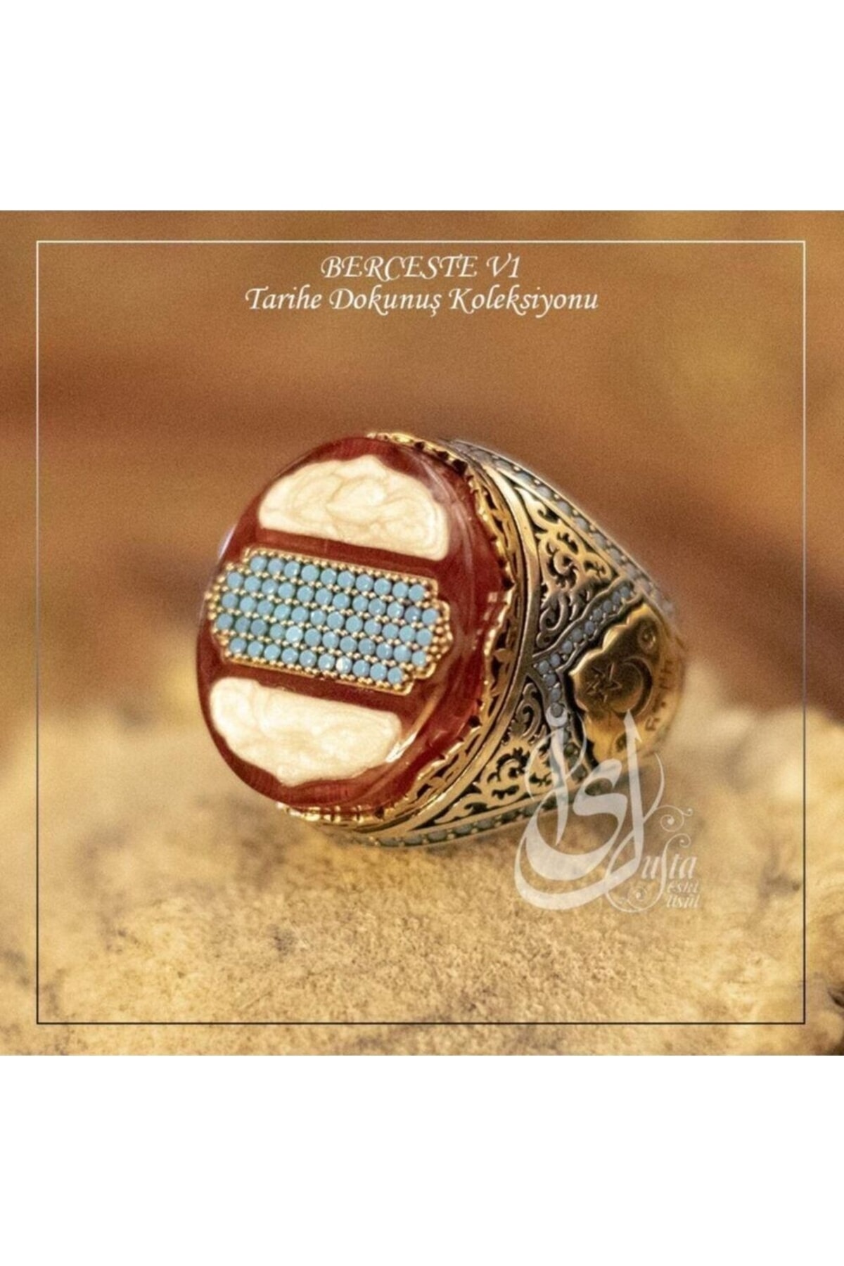 Erkek Gümüş Yüzük - Islam Usta Tasarımı Berceste Model 1 • Işıklı Kutuda • Sevgiliye • Eşe Yüzük