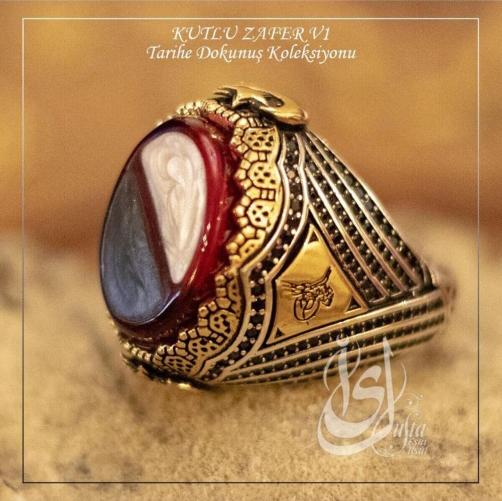 Erkek Gümüş Yüzük - Islam Usta Tasarımı Kutlu Zafer Model 1 • Işıklı Kutuda • Sevgiliye • Eşe Yüzük