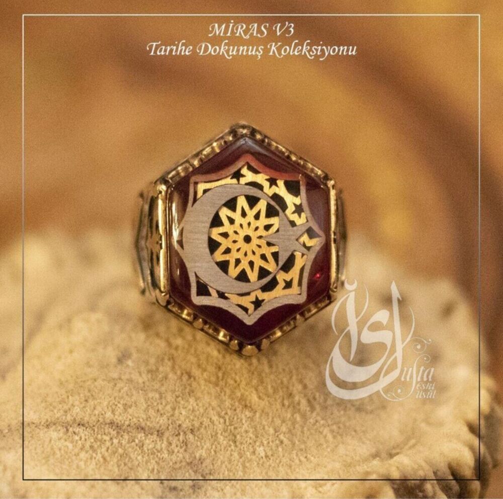 Erkek Gümüş Yüzük - Islam Usta Tasarımı Miras Model 3 • Işıklı Kutuda • Sevgiliye • Eşe Yüzük
