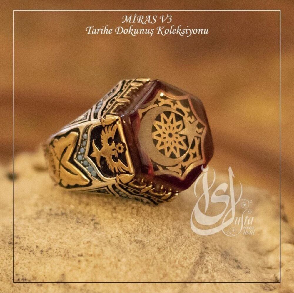 Erkek Gümüş Yüzük - Islam Usta Tasarımı Miras Model 3 • Işıklı Kutuda • Sevgiliye • Eşe Yüzük