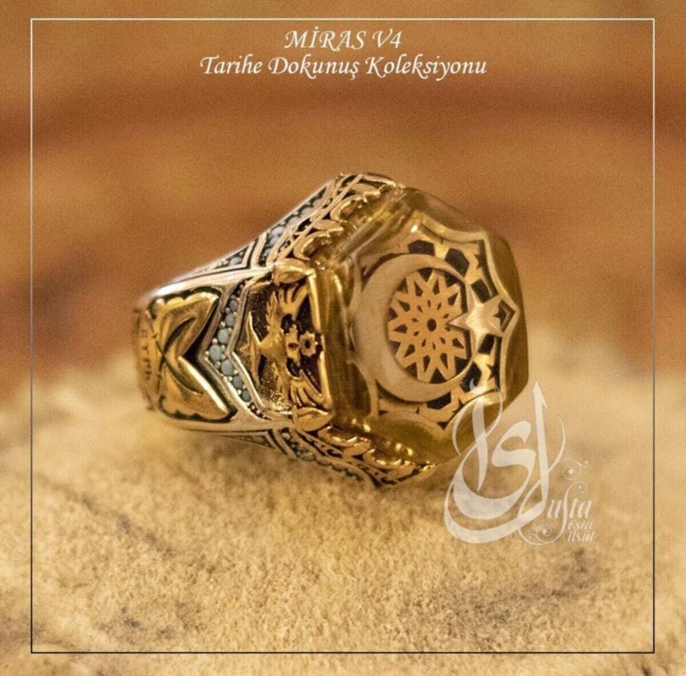 Erkek Gümüş Yüzük - Islam Usta Tasarımı Miras Model 4 • Işıklı Kutuda • Sevgiliye • Eşe Yüzük