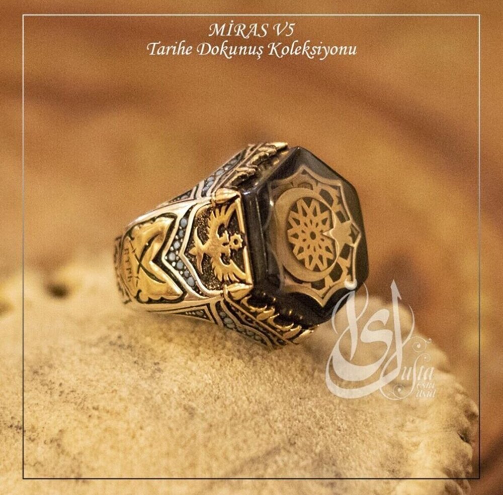 Erkek Gümüş Yüzük - Islam Usta Tasarımı Miras Model 5 • Işıklı Kutuda • Sevgiliye • Eşe Yüzük
