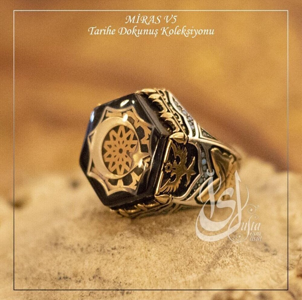 Erkek Gümüş Yüzük - Islam Usta Tasarımı Miras Model 5 • Işıklı Kutuda • Sevgiliye • Eşe Yüzük