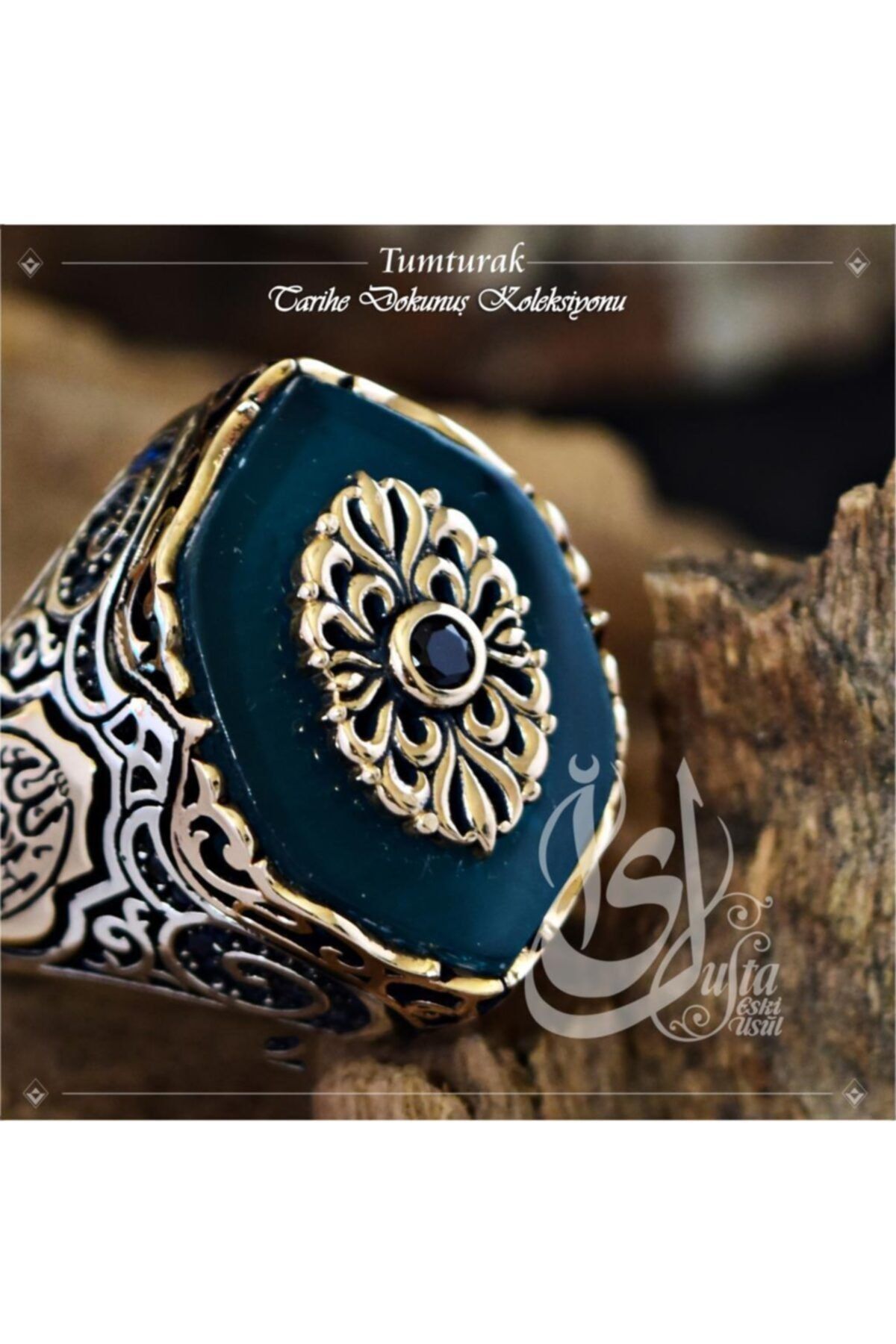 Erkek Gümüş Yüzük - Islam Usta Tasarımı Tumturak • Işıklı Kutuda • Sevgiliye • Eşe Yüzük