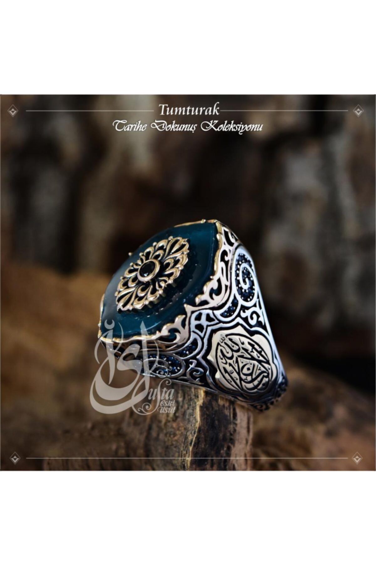 Erkek Gümüş Yüzük - Islam Usta Tasarımı Tumturak • Işıklı Kutuda • Sevgiliye • Eşe Yüzük