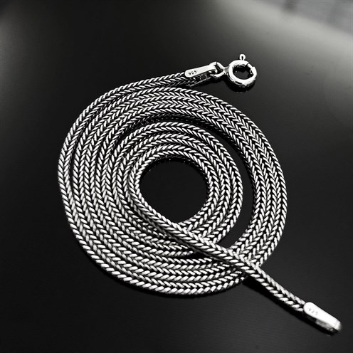 Erkek Gümüş Kolye - 1.8 mm Tilki Kuyruğu İtalyan İnce  Model Zincir