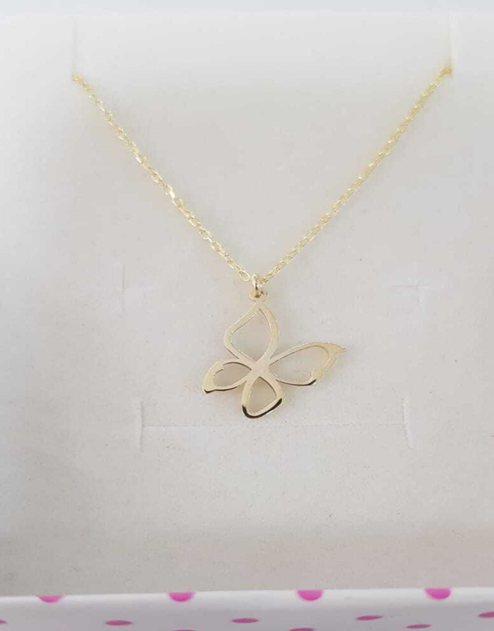 Vog Kelebek Sarı Renk  925 Ayar Gümüş Kolye Rose,Beyaz Renk Seçeneği