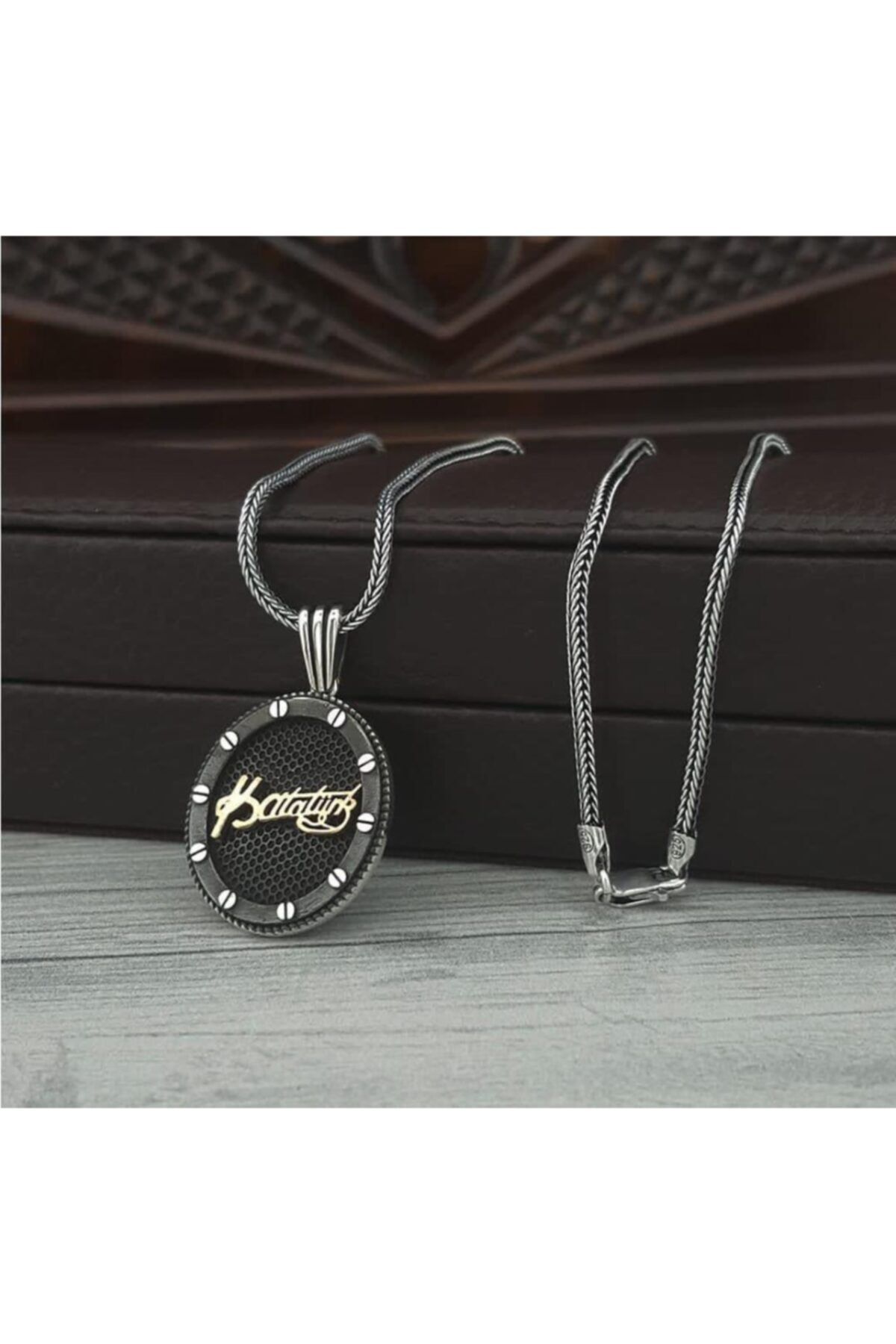 Mustafa Kemal Atatürk Oval Model Unisex 925 Ayar Gümüş Kolye Zincir