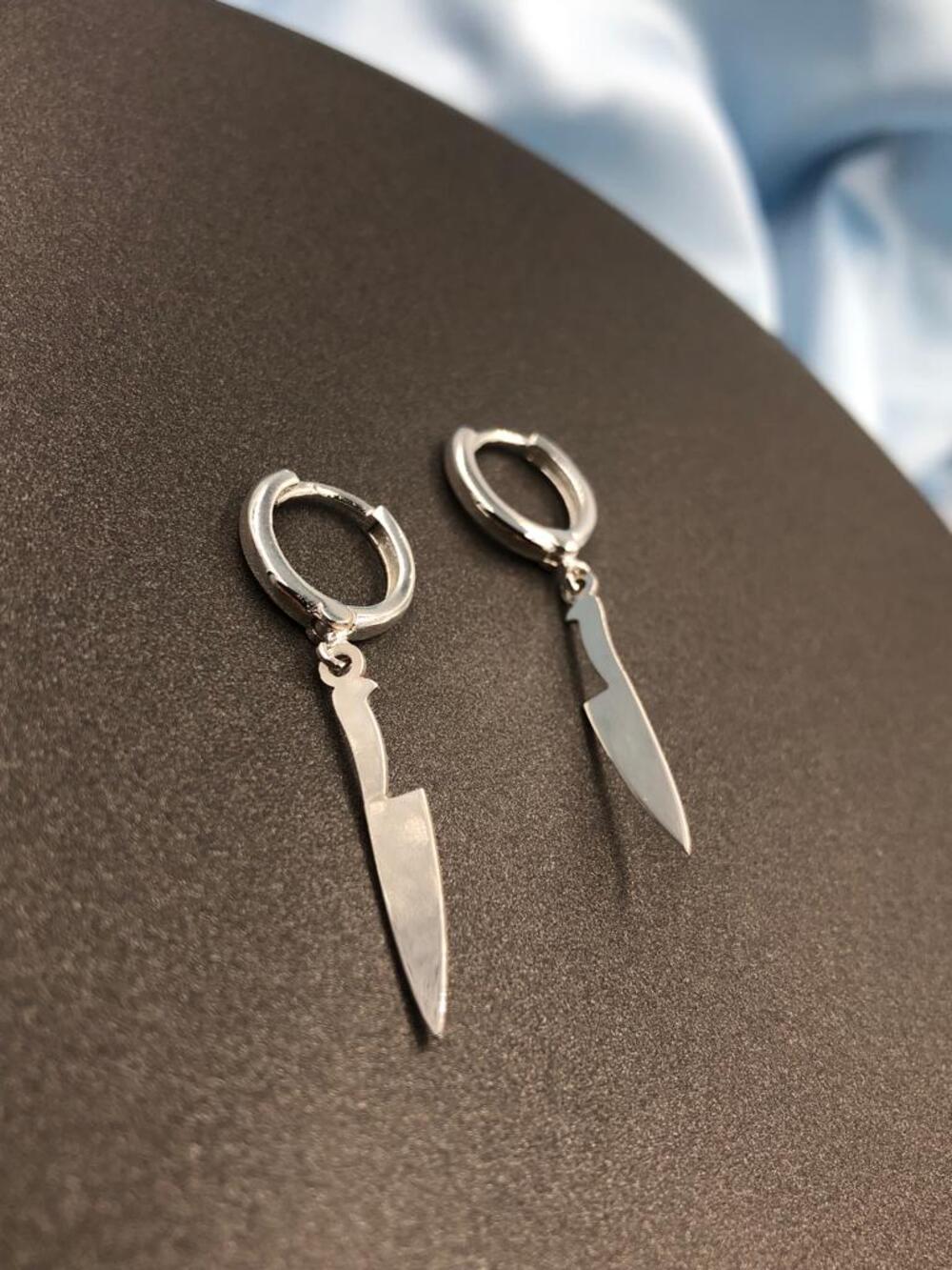 Vog Kişiye Özel Chef Şef Bıçak 925 Ayar Gümüş Unisex Küpe