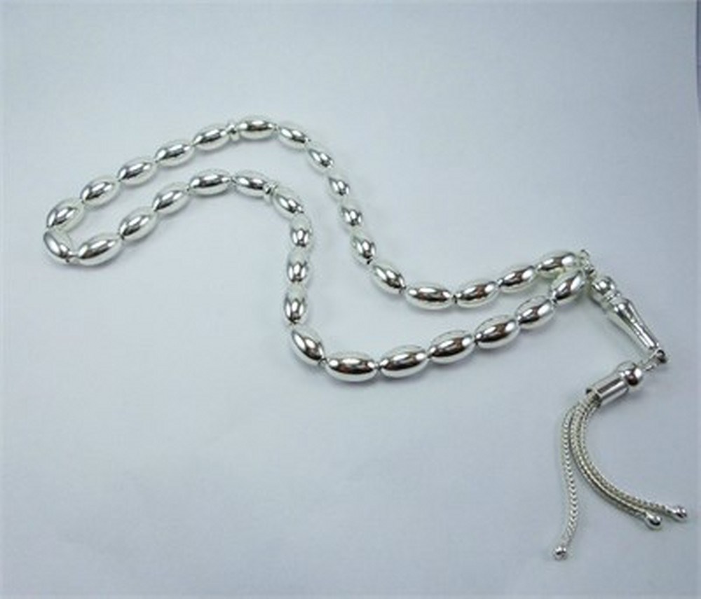 Erkek Gümüş Tesbih - Arpa Kesim Büyük Boy 23 gr • Sevgiliye • Eşe • Babaya
