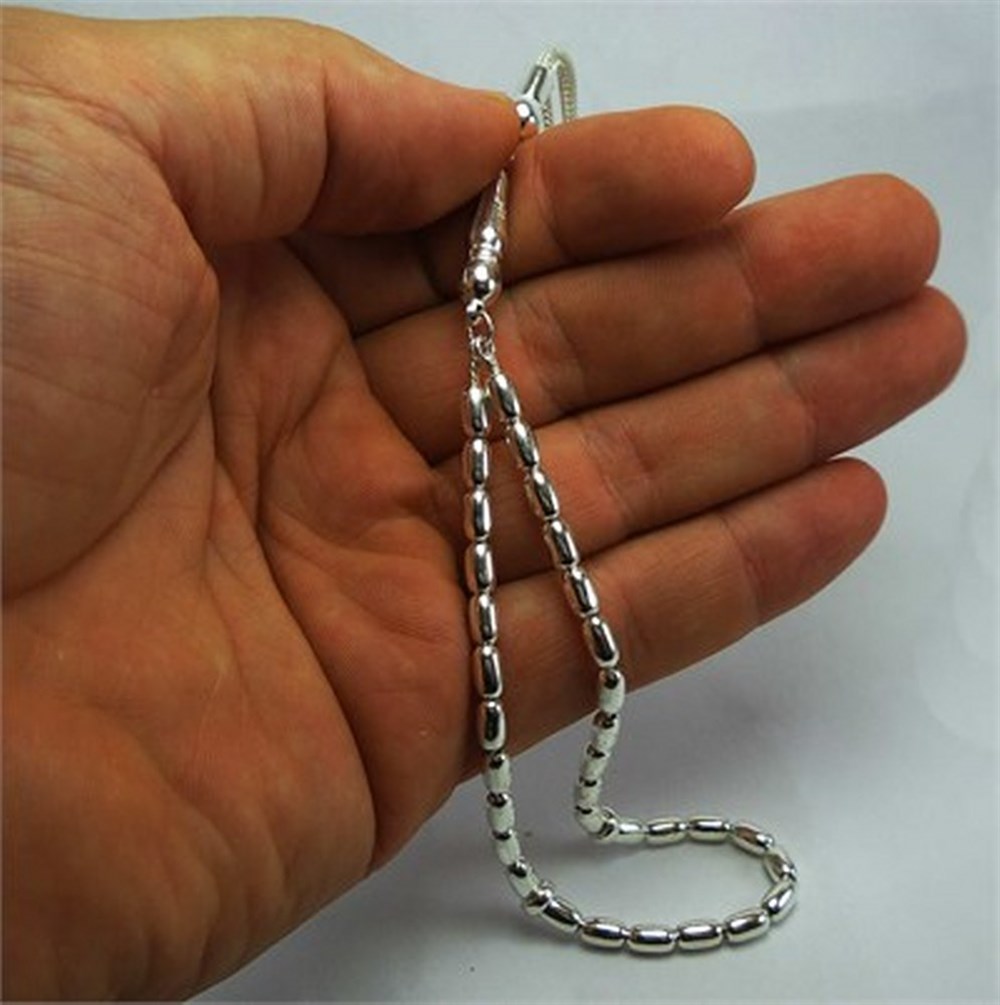 Erkek Gümüş Tesbih - Arpa Kesim Küçük Boy 15gr • Sevgiliye • Eşe • Babaya 