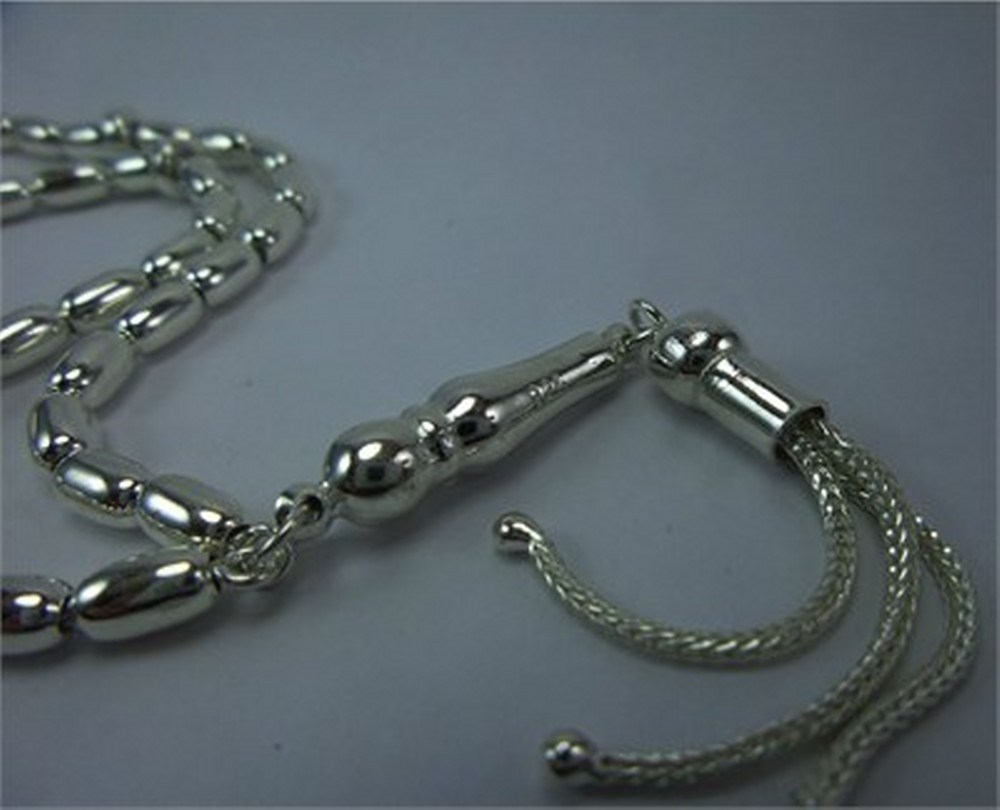 Erkek Gümüş Tesbih - Arpa Kesim Küçük Boy 15gr • Sevgiliye • Eşe • Babaya 