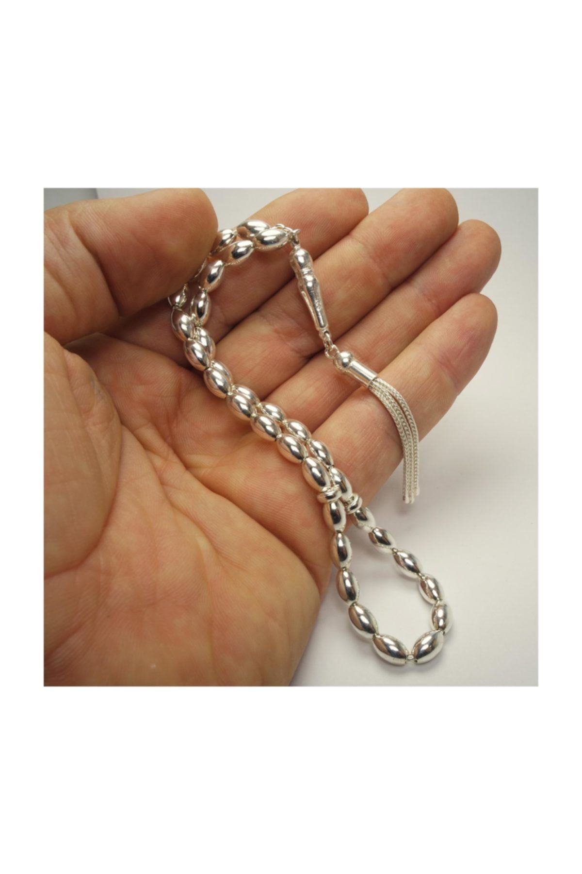 Erkek Gümüş Tesbih - Arpa Kesim Orta Bilek Boy 18gr • Işıklı Kutuda • Sevgiliye • Eşe • Babaya