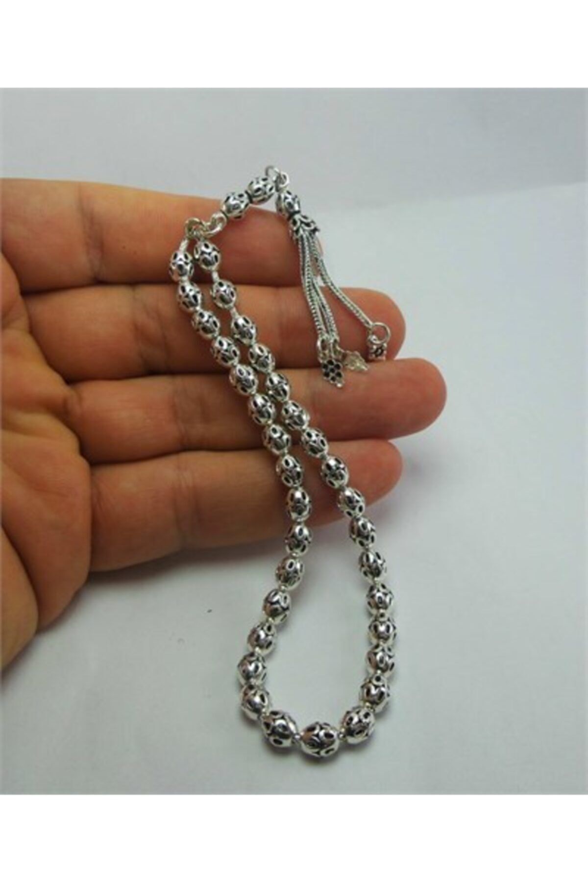 Erkek Gümüş Tesbih - Delikli Orta Boy 13,7gr • Işıklı Kutuda • Sevgiliye • Eşe • Babaya