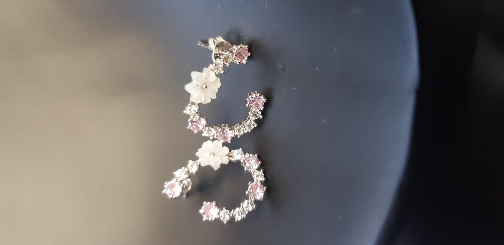 VOG MANOLYA ÇİÇEĞİ PİNK TAŞLI DÜŞLER IŞILTISI FLOWERS BRYAZ REN GÜMÜŞ KÜPE