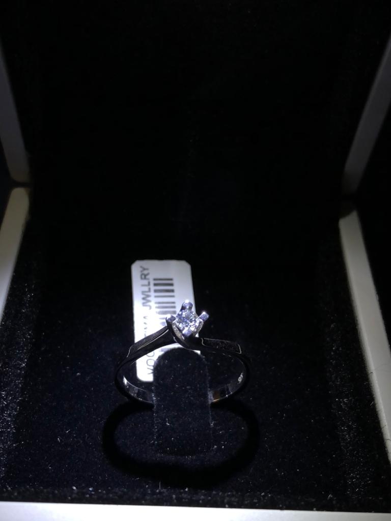 VOG MAZONİT TEK TAŞ YÜZÜK 14 AYAR BEYAZ ALTIN 2.15 GRM DIR. (0.11 CT) MAZONİT
