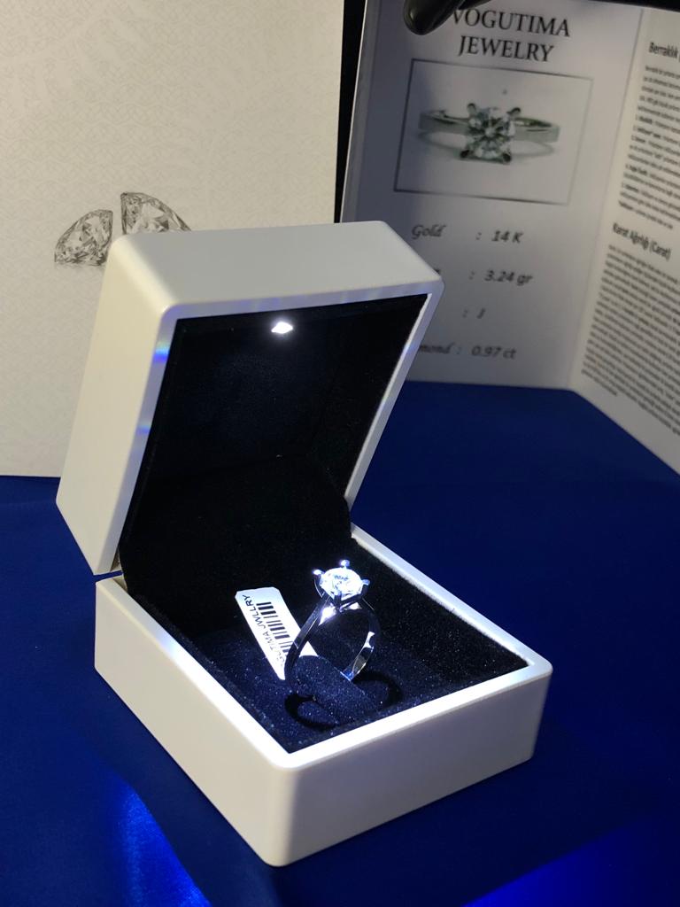 VOG MAZONİT TEK TAŞ YÜZÜK 14 AYAR BEYAZ ALTIN 3.24 GRM (0.97 CRT)MAZONİT