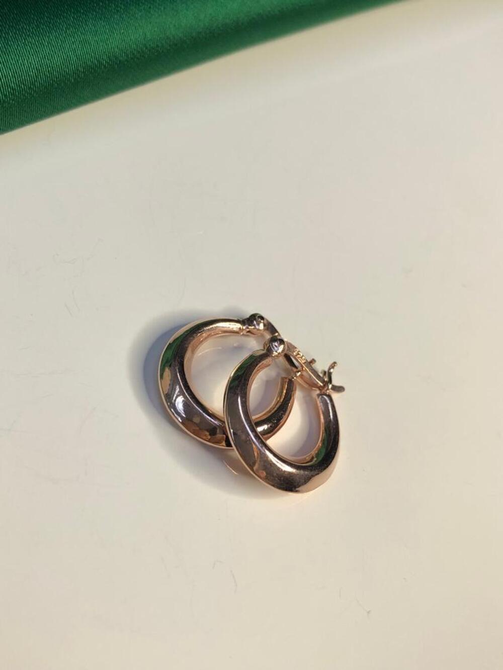 Kadın Gümüş Küpe - Oval Model Halka Küpe Rose Renk 