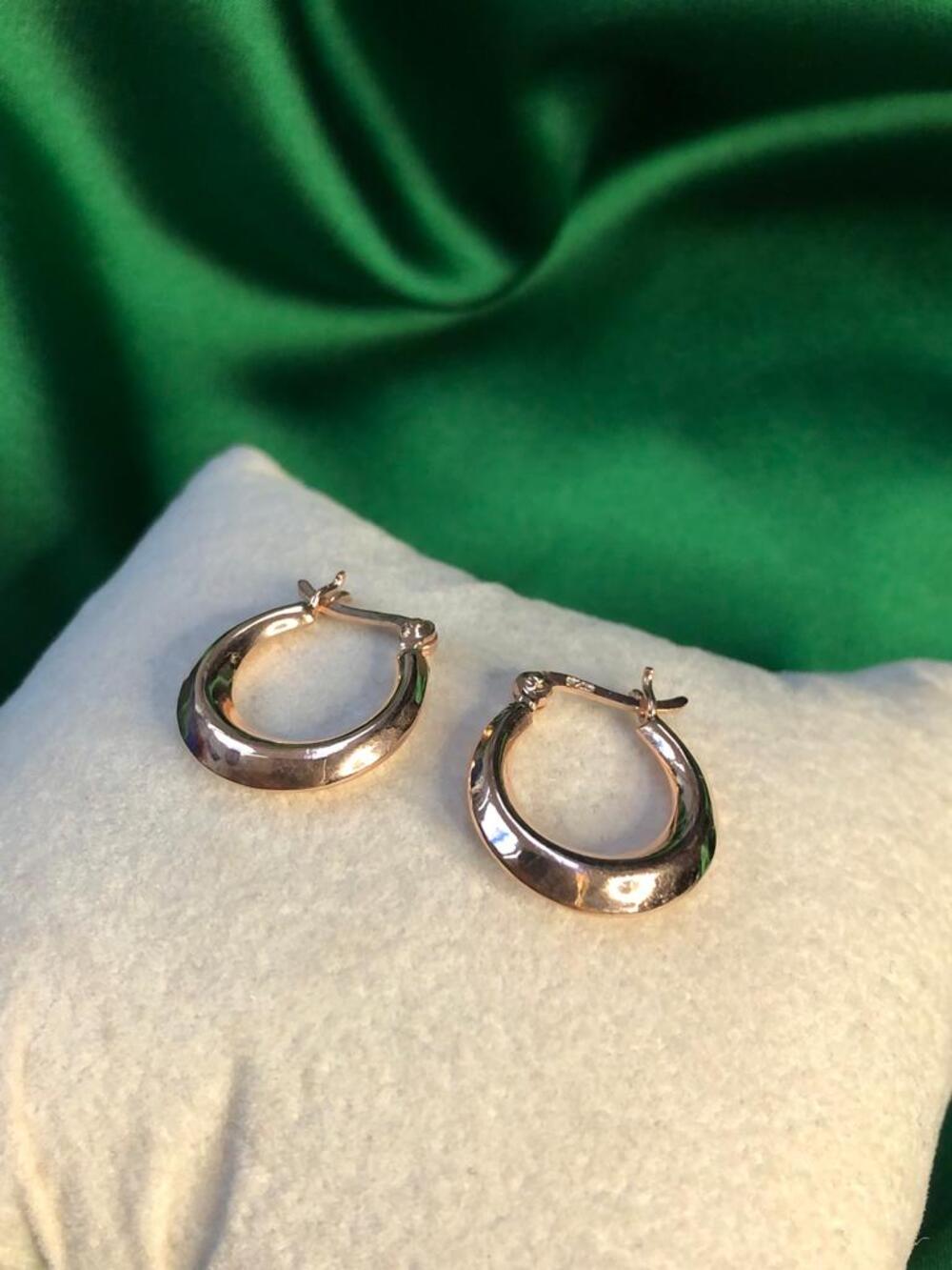 Kadın Gümüş Küpe - Oval Model Halka Küpe Rose Renk 