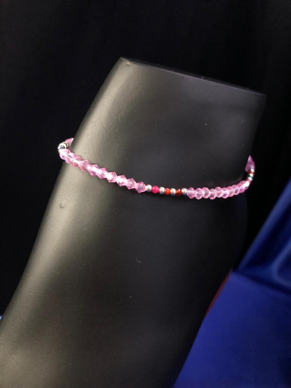 Vog Pembe Kristal Taş Süslemeli 925 Ayar Gümüş Hal Hal 