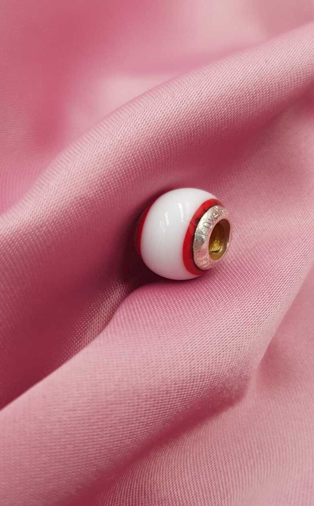 Vog Pandora’s Charm’s Beyaz-Kırmızı Murano Cam 925 Ayar Gümüş Charms