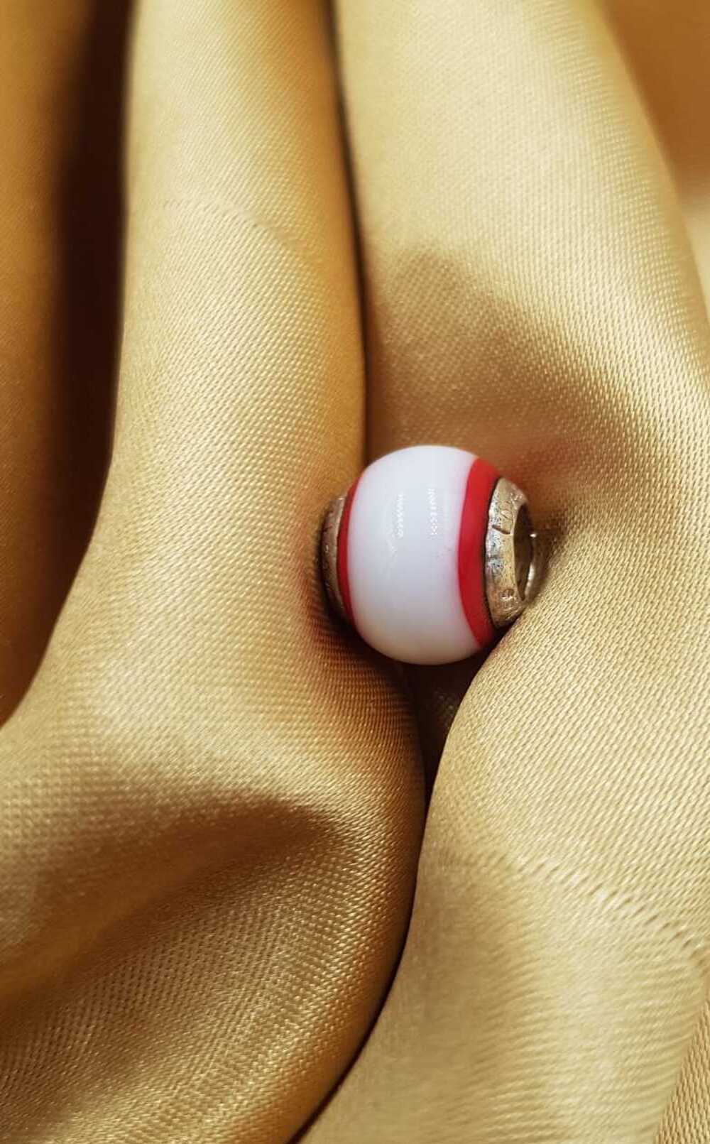 Vog Pandora’s Charm’s Beyaz-Kırmızı Murano Cam 925 Ayar Gümüş Charms