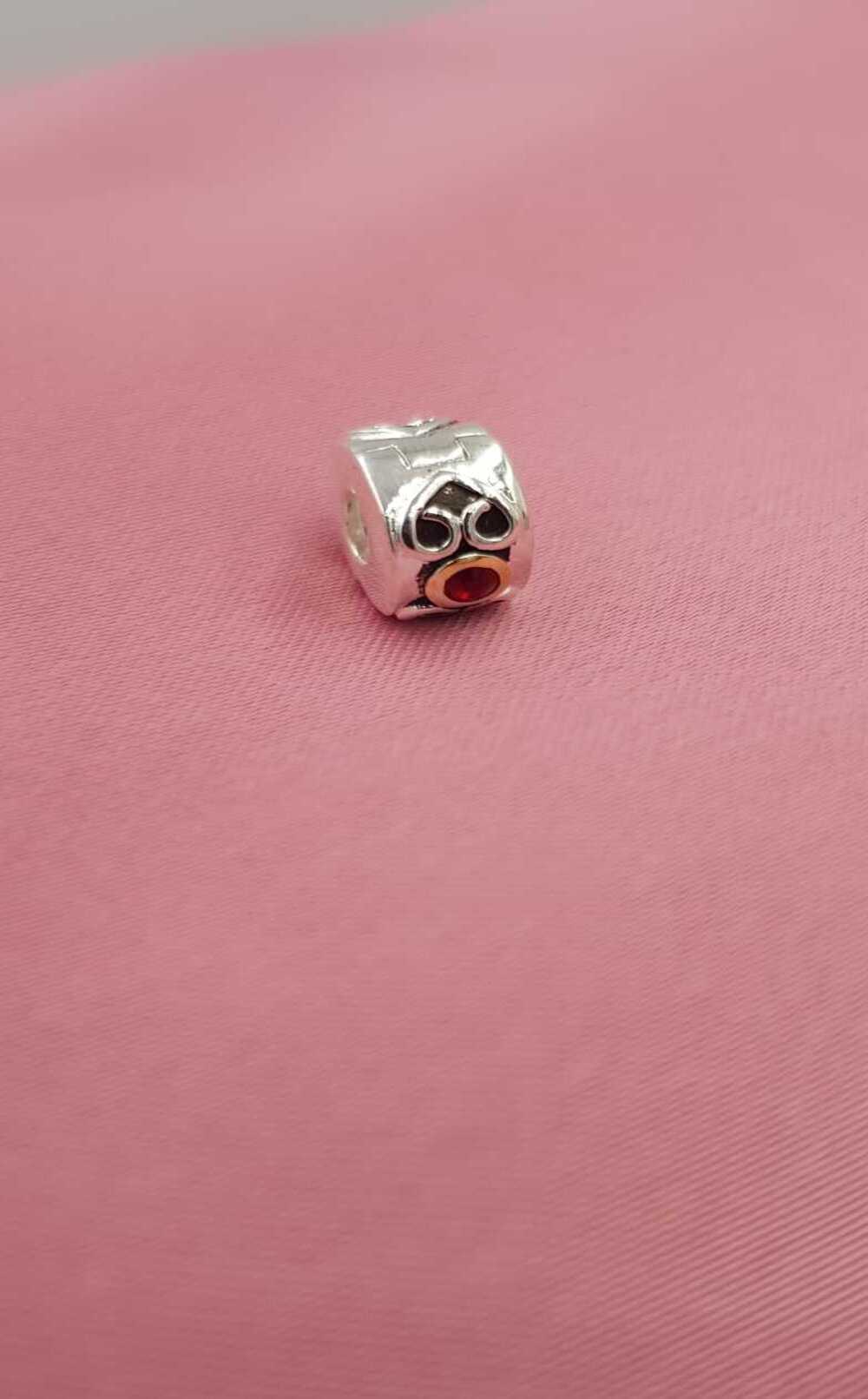 Vog Pandora’s Charm’s Kırmızı Taş Detaylı Kilit,Stop  925 Ayar Gümüş Charms