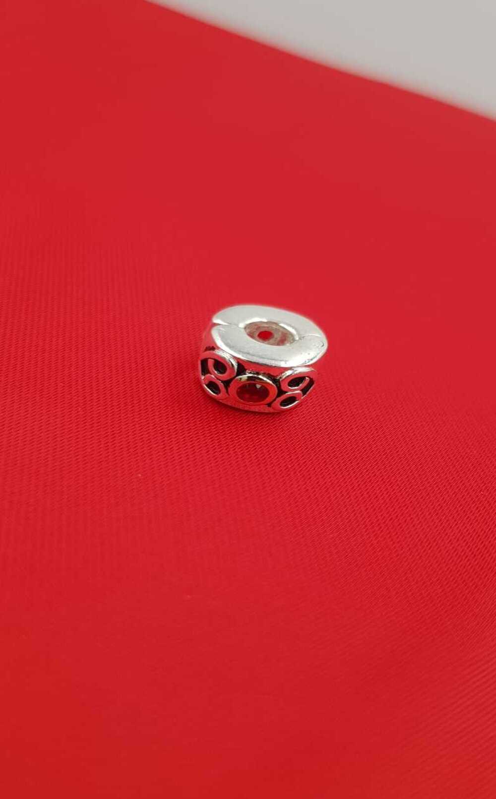Vog Pandora’s Charm’s Kırmızı Taş Detaylı Kilit,Stop  925 Ayar Gümüş Charms