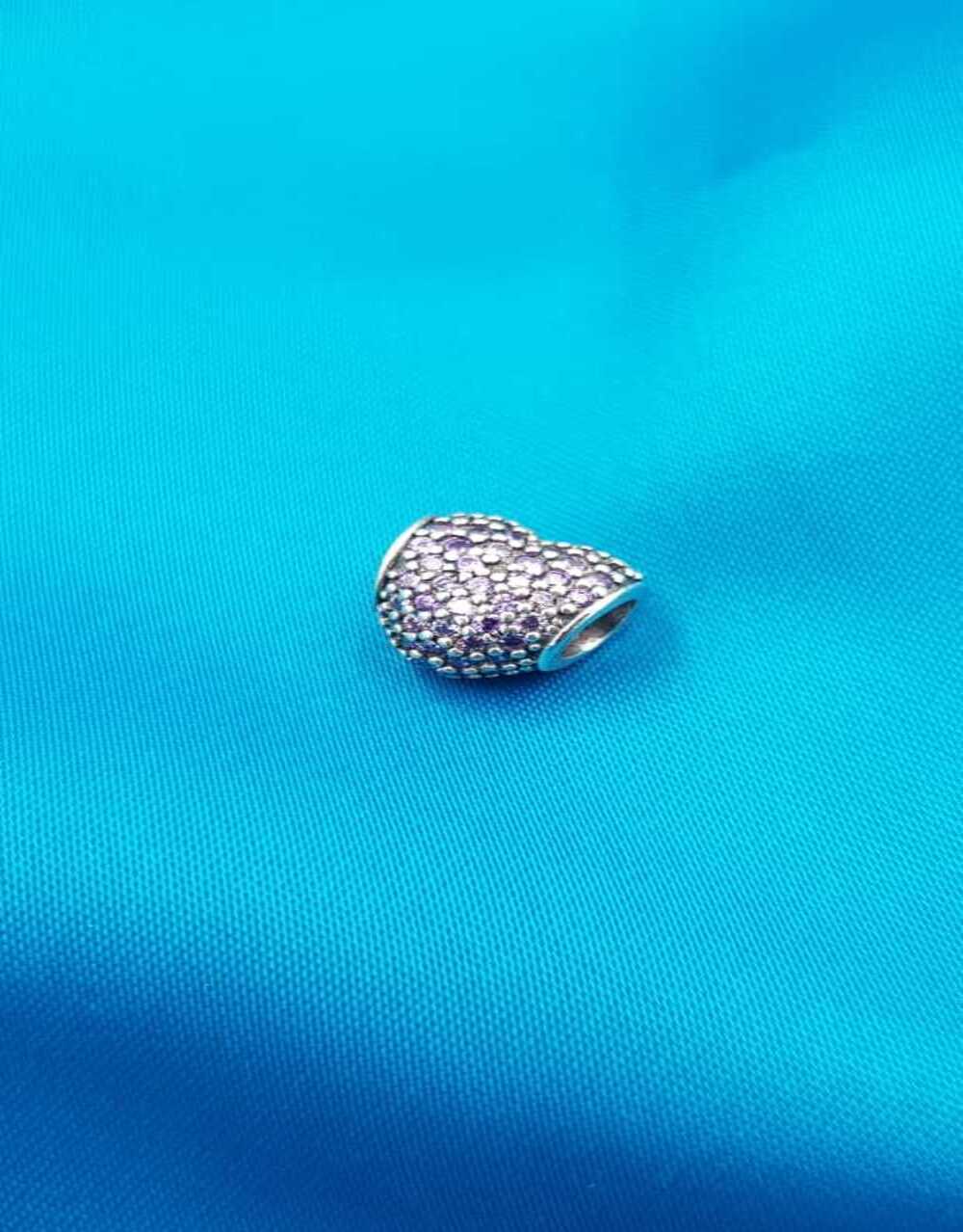 Vog Pandora’s Charm’s Mor Renkli Kalp Taşlı 925 Ayar Gümüş Charms
