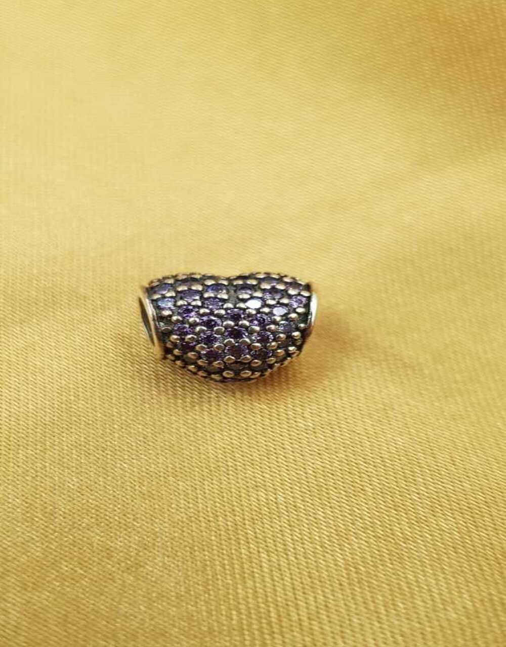 Vog Pandora’s Charm’s Mor Renkli Kalp Taşlı 925 Ayar Gümüş Charms