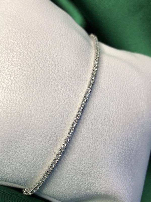 Vog Pırlanta İnce Model Su Yolu Bileklik D1:0.85 Ct GS1 14 Ayar Şık Tasarım Beyaz Renk Bileklik