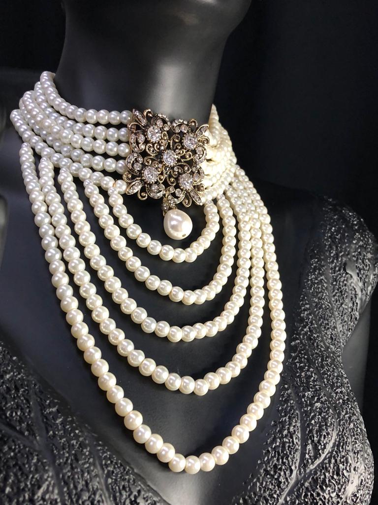 VOG ŞIK TASARIM İNCİ GERDANLIK CHOKER