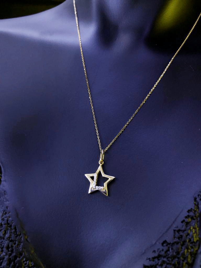 VOG STAR TAŞLI HARF SERİSİ L HARF SARI RENK GÜMÜŞ KOLYE