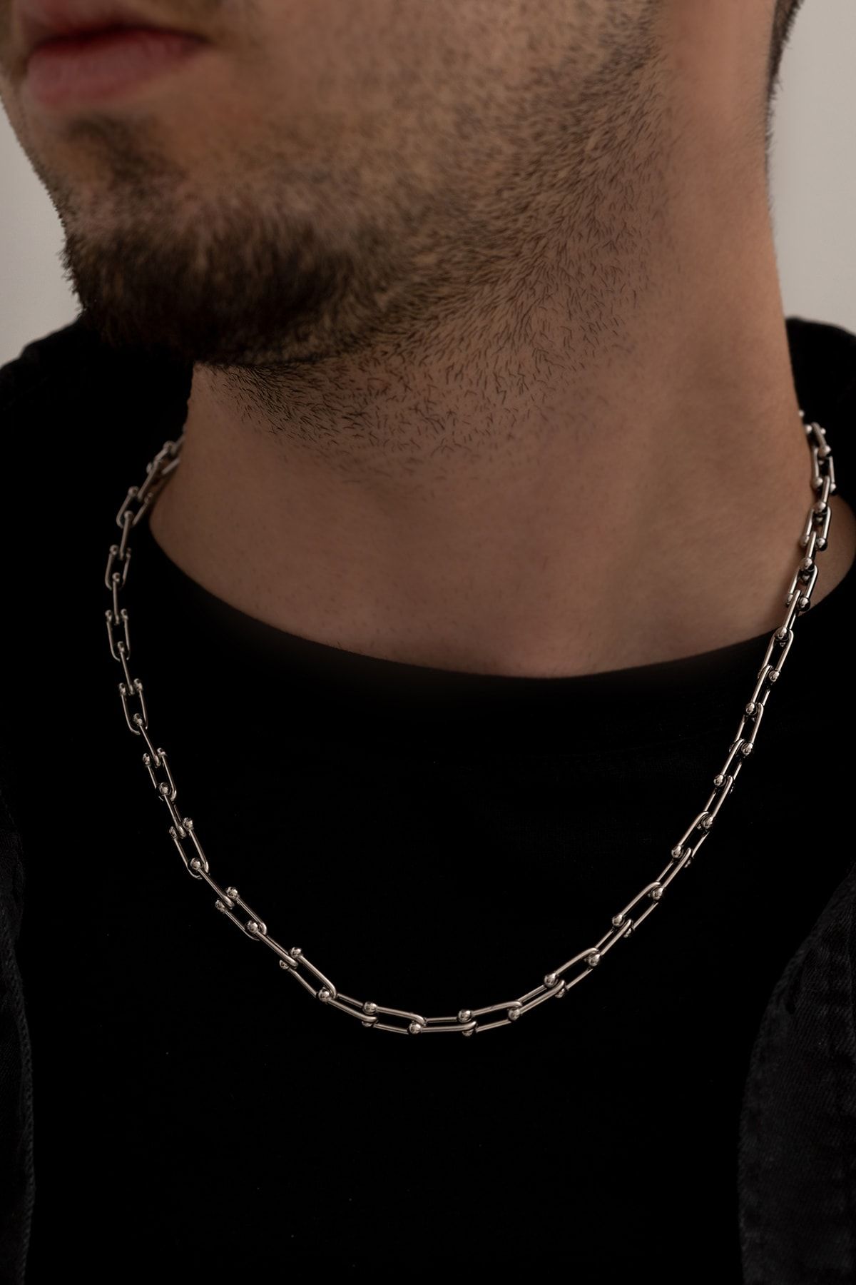 Vog Tiffany Model Unisex Beyaz Çelik Kolye - 316 L Paslanmaz Çelik Erkek Kolye