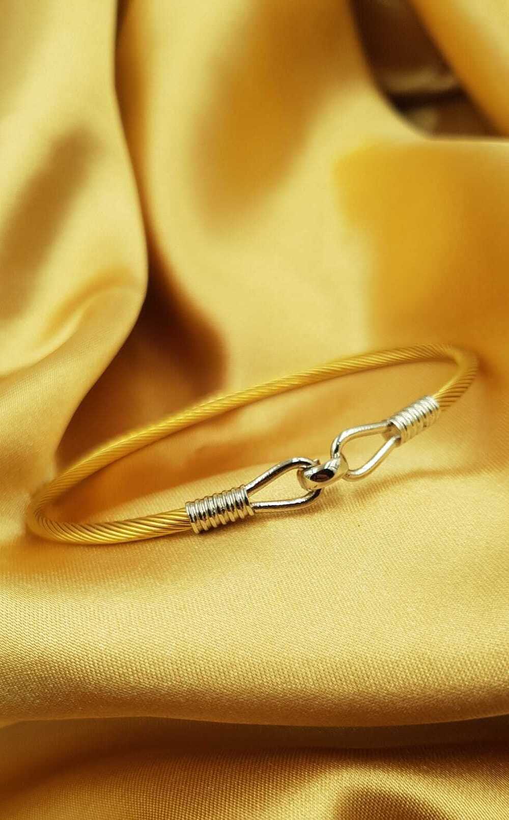  Vog Unisex Paslanmaz Çelik Çift Renk Büküm Tel Bilezik Babaya,Sevgiliye,Arkadaşa Hediye Bileklik 