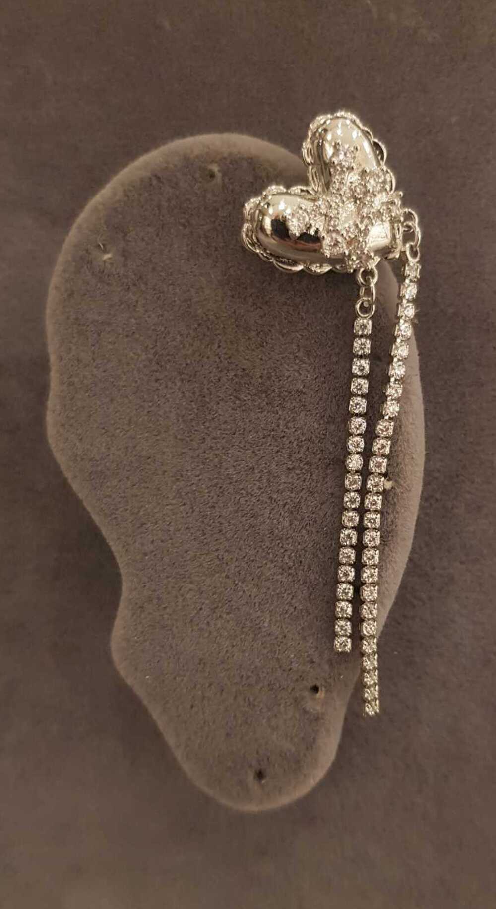 Vog Xuping Model Kalp Tasarım Ve Taşlı Micro Kaplama Earcuff Kıkırdak Küpe