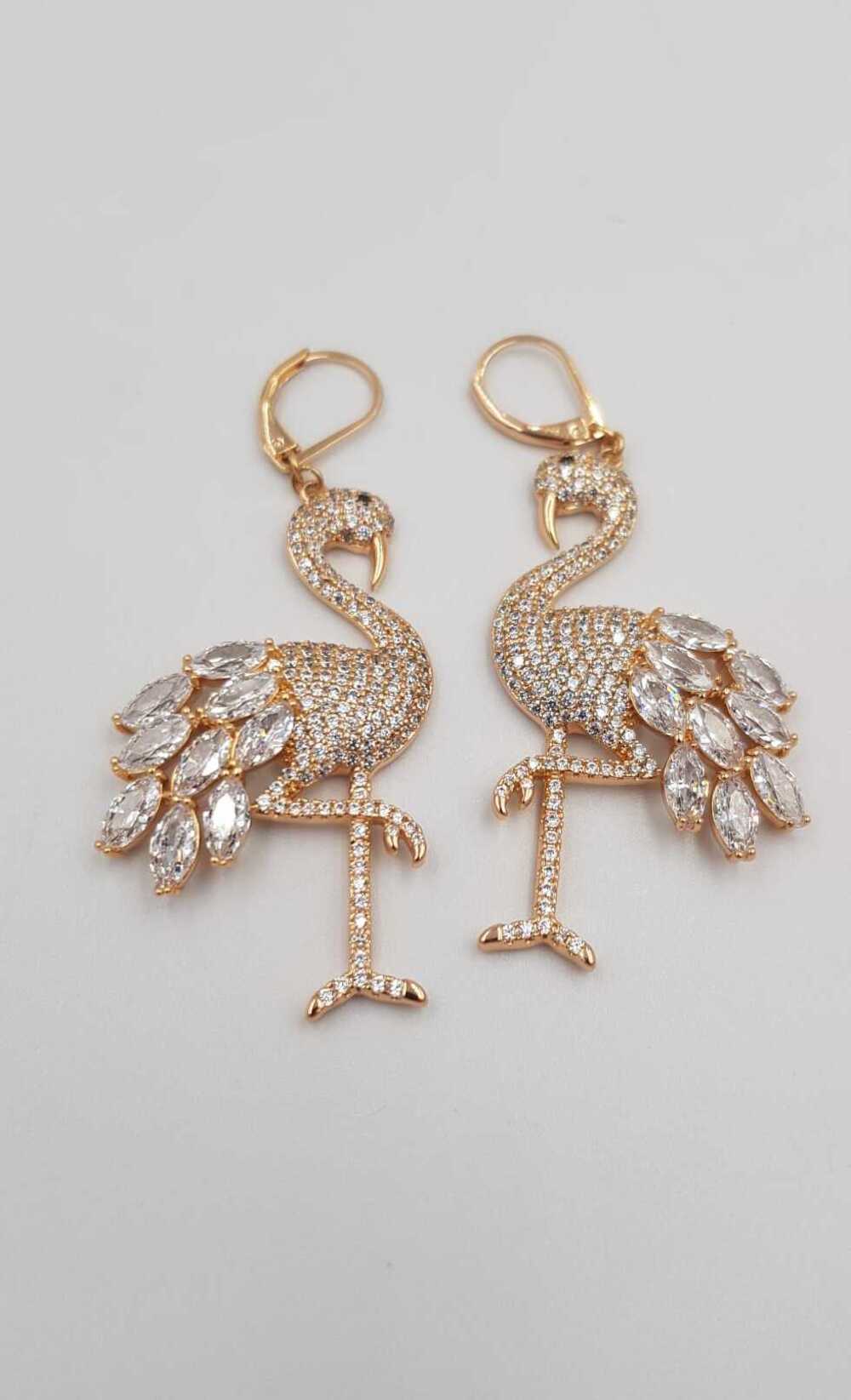 Vog Xuping Flamingo Tasarım Ve Swarovski Taşlı Micro Kaplama Küpe