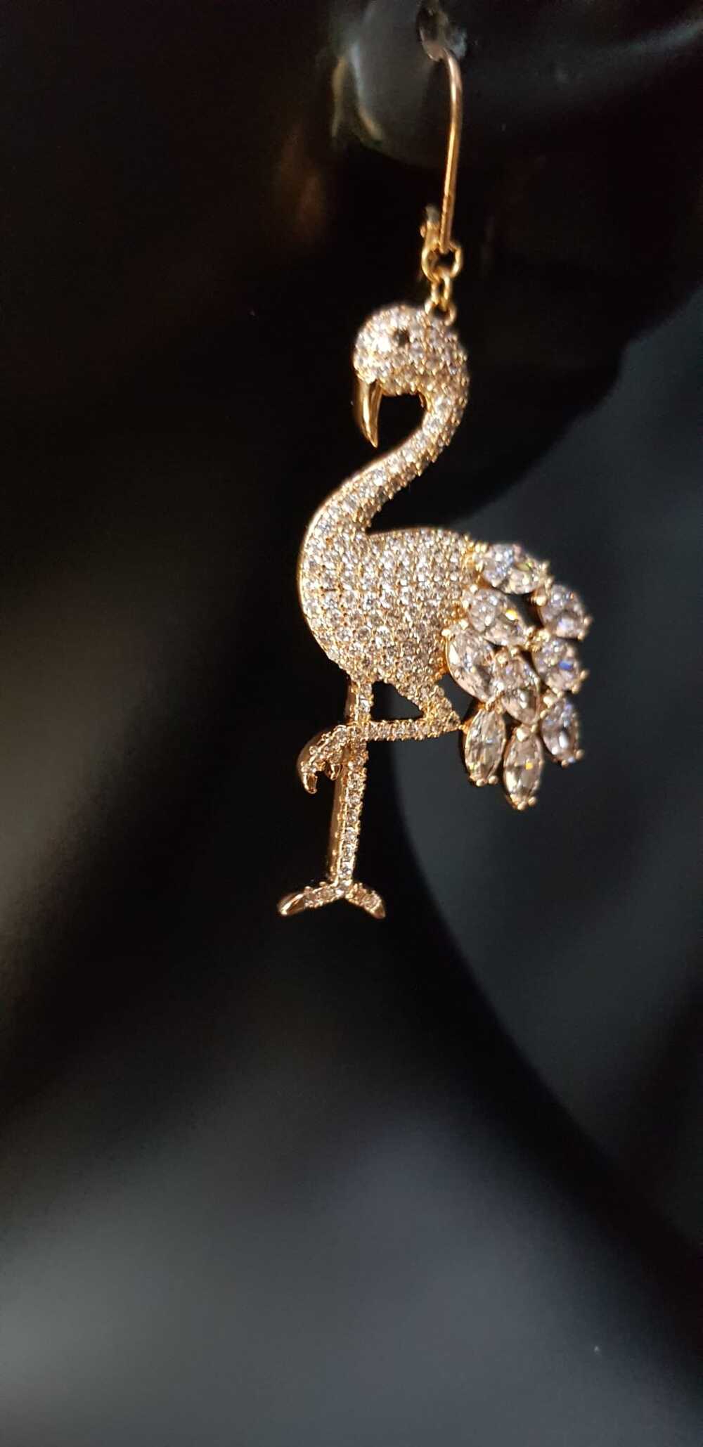 Vog Xuping Flamingo Tasarım Ve Swarovski Taşlı Micro Kaplama Küpe
