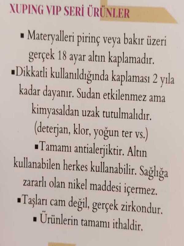 Vog Xuping Vip Pirinç Üzerine 24 Ayar Kaplama Kelebek,Yaprak Detay Çıngırak Sesli Hal Hal