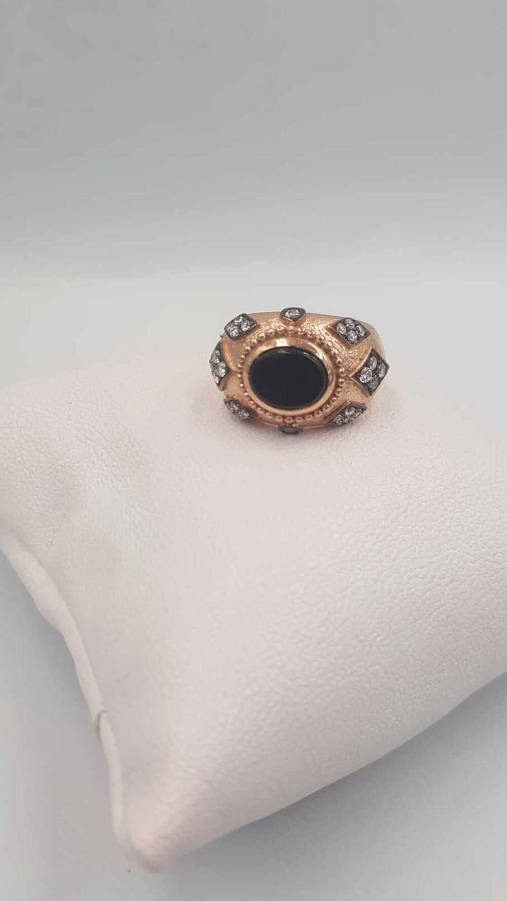 Vog Oniks Taş Detaylı Vintage Tasarım 925 Gümüş Sevgiliye,Anneye,Eşe,Arkadaşa Hediye Yüzük