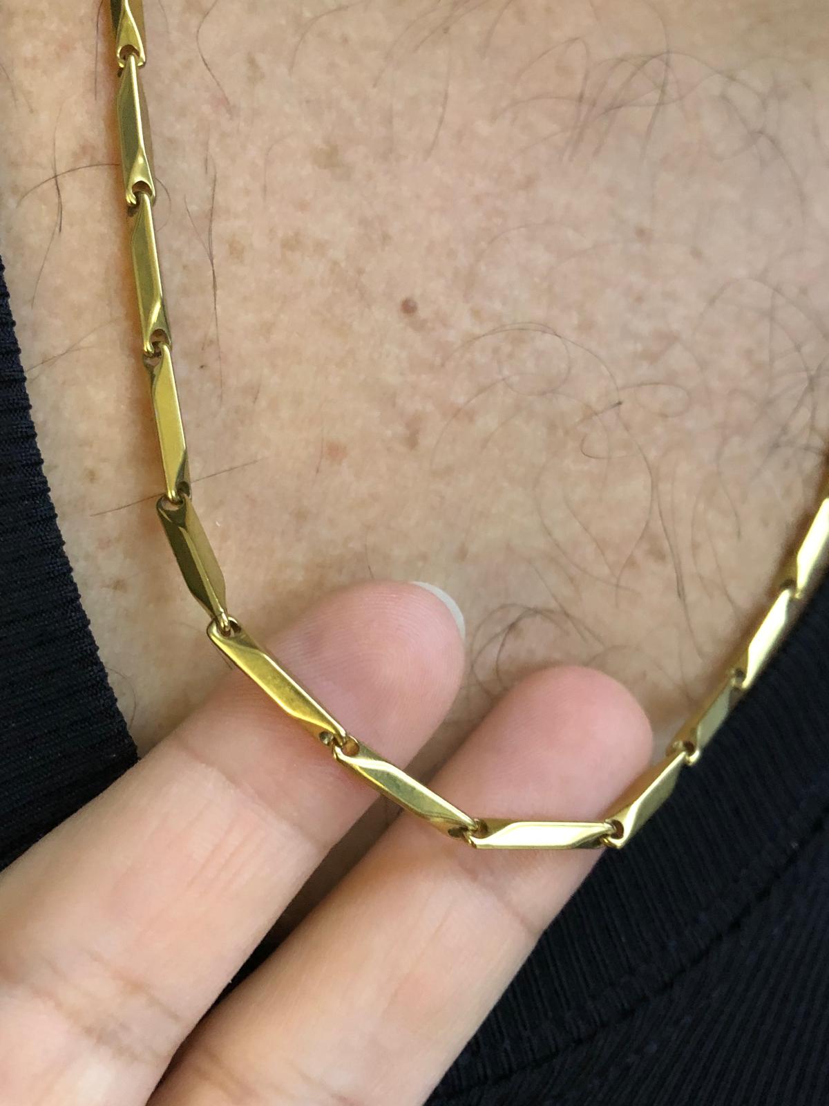 3mm Köşeli Çubuk Sarı Altın  Renk Çelik İnce Kibar • Işıklı Kutuda • Sevgiliye • Eşe Kolye