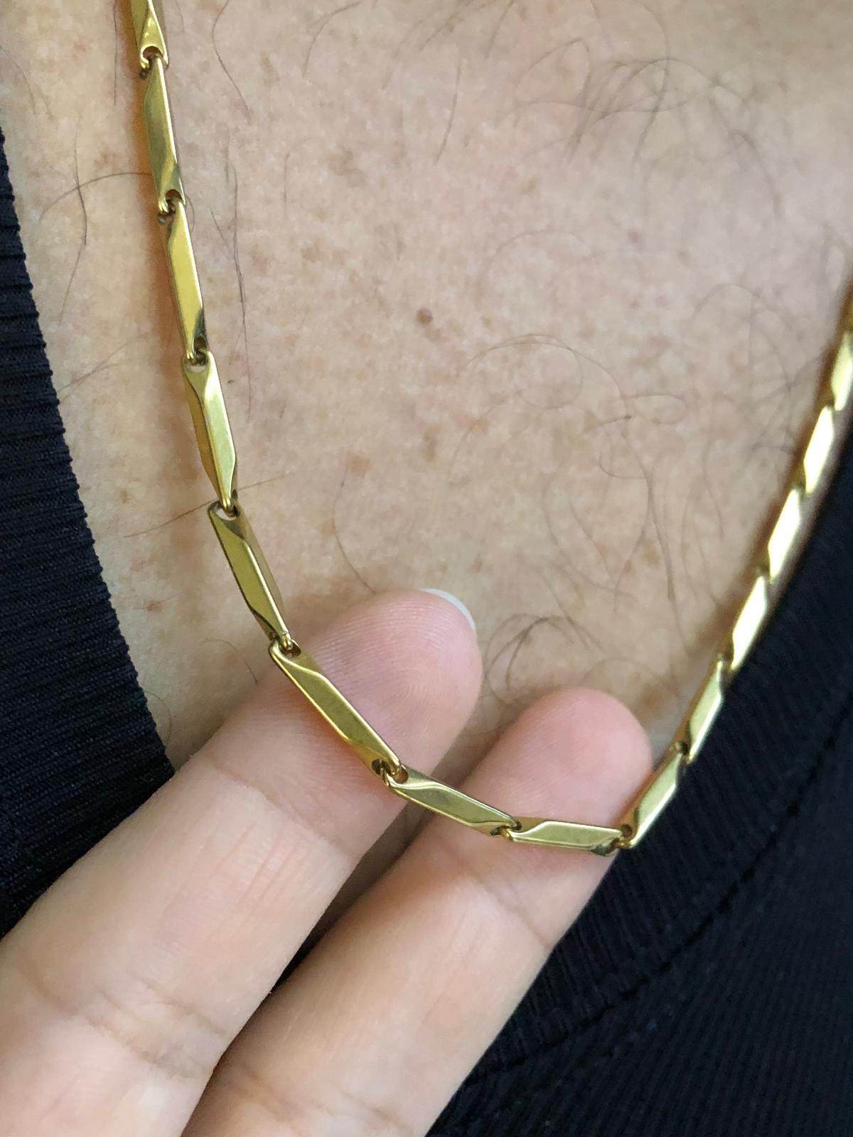 3mm Köşeli Çubuk Sarı Altın  Renk Çelik İnce Kibar • Işıklı Kutuda • Sevgiliye • Eşe Kolye