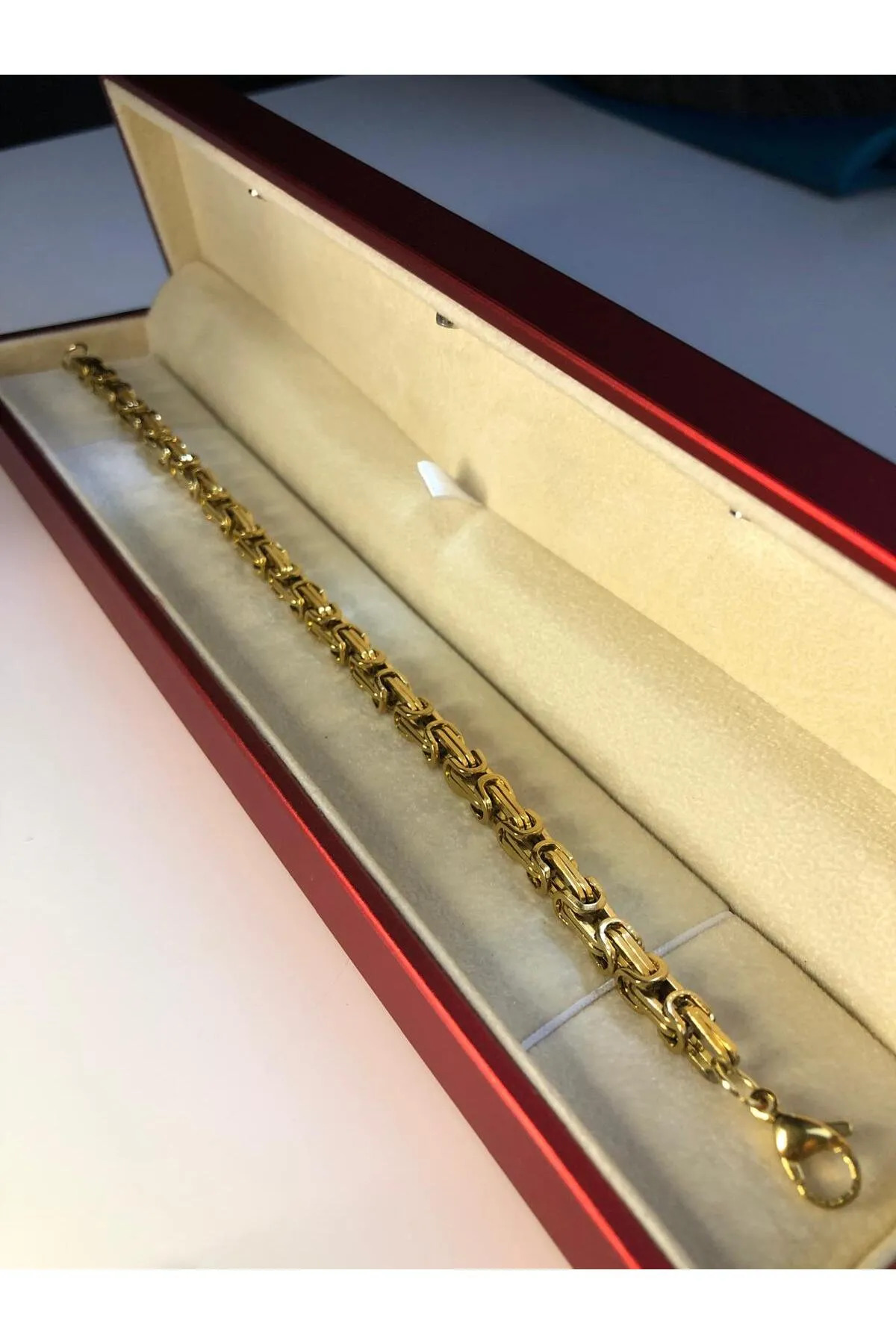 5mm Kral Altın Kaplama Erkek Set • Işıklı Kutuda • Sevgiliye • Eşe • Babaya • Hediye Bileklik Kolye