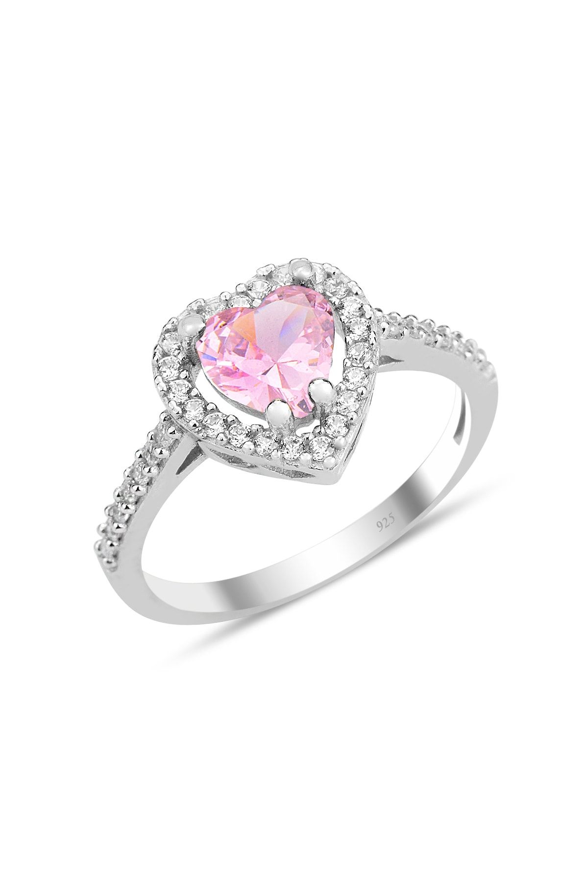 Pandora Swarovski Taşlı Pembe Renkli Kalpli 925 Ayar Gümüş Sevgiliye,Anneye,Arkadaşa Yüzük