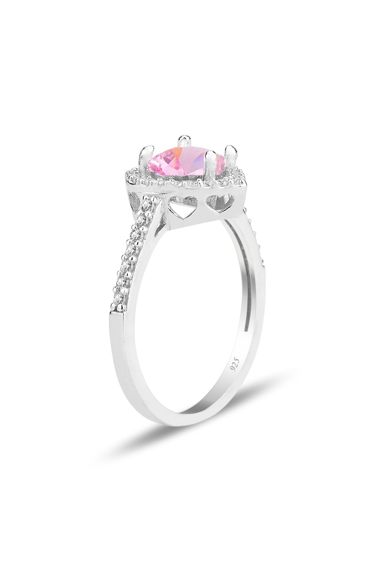 Pandora Swarovski Taşlı Pembe Renkli Kalpli 925 Ayar Gümüş Sevgiliye,Anneye,Arkadaşa Yüzük