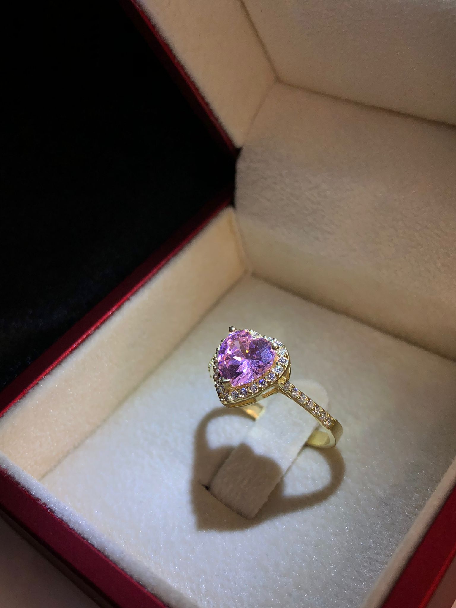 Vog Swarovski Taşlı Pembe Renkli Kalpli 925 Ayar Gümüş Sevgiliye,Anneye,Arkadaşa Yüzük