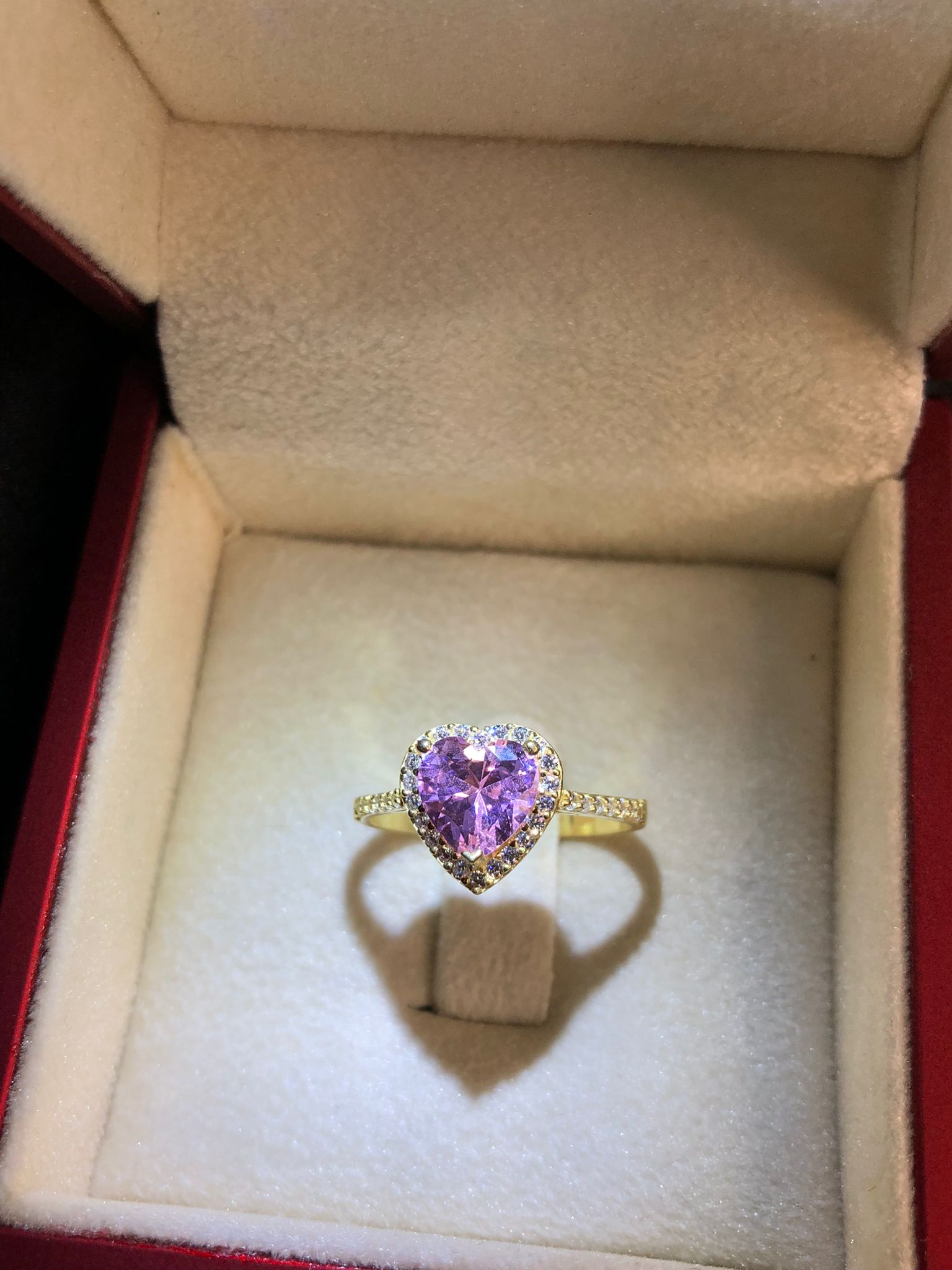  Vog Swarovski Taşlı Pembe Renkli Kalpli 925 Ayar Gümüş Sevgiliye,Anneye,Arkadaşa Yüzük