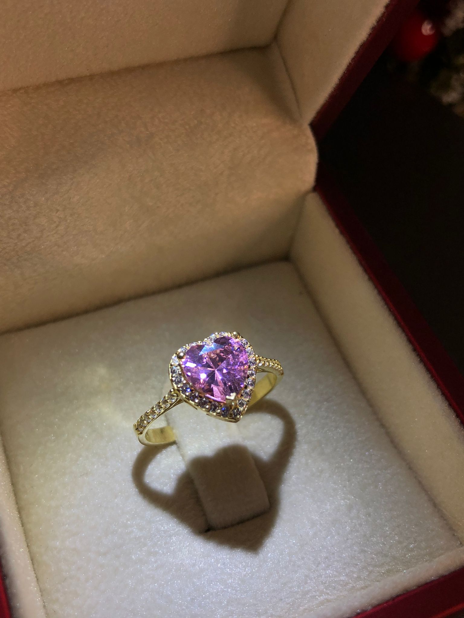  Vog Swarovski Taşlı Pembe Renkli Kalpli 925 Ayar Gümüş Sevgiliye,Anneye,Arkadaşa Yüzük