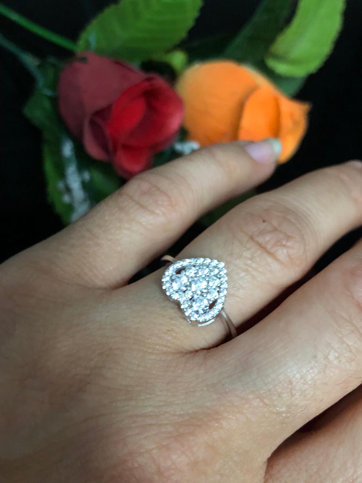 Vog Pırlanta Montür Effective Diamond Kalp Ritmi 925 Ayar Gümüş Sevgiliye Eşe Hediye Yüzük